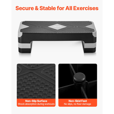 VEVOR Αερόβια πλατφόρμα άσκησης με ρυθμιζόμενο stepper 4 ανυψωτήρες γκρι