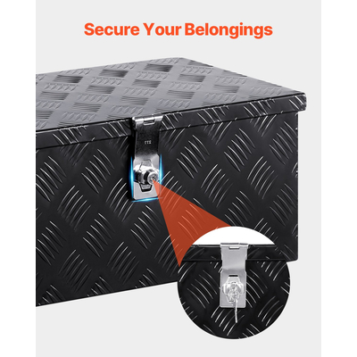 VEVOR 20"x12"x9,5" βαρέως τύπου κουτί εργαλείων αλουμινίου για φορτηγό Pickup RV, μαύρο