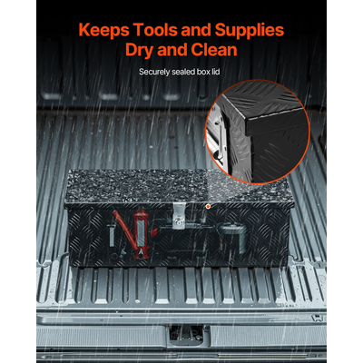 VEVOR 30"x13"x9,6" βαρέως τύπου κουτί εργαλείων αλουμινίου για φορτηγό Pickup RV, μαύρο