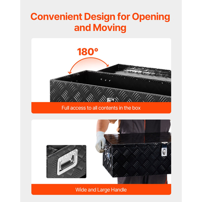 VEVOR 30"x13"x9,6" βαρέως τύπου κουτί εργαλείων αλουμινίου για φορτηγό Pickup RV, μαύρο