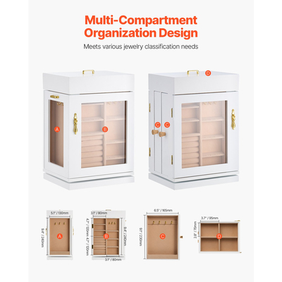 Κοσμηματοθήκη VEVOR Περιστρεφόμενη 360° Οργάνωση Κοσμημάτων με 4 Γάντζους Κολιέ Λευκό