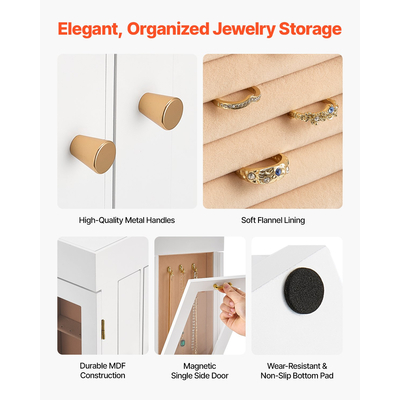 Κοσμηματοθήκη VEVOR Περιστρεφόμενη 360° Οργάνωση Κοσμημάτων με 4 Γάντζους Κολιέ Λευκό