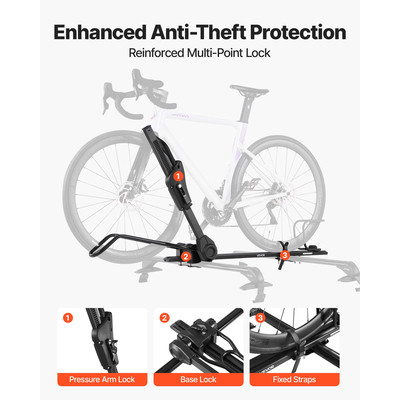 VEVOR Πτυσσόμενη σχάρα ποδηλάτου οροφής βαρέως τύπου για αυτοκίνητο, όρθια τοποθέτηση, κλειδαριά σχάρας