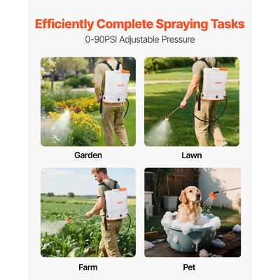 Ψεκαστήρας πλάτης VEVOR 3,2 γαλονιών με μπαταρία, 0-90 PSI, 2 ώρες λειτουργίας για γκαζόν αυλής