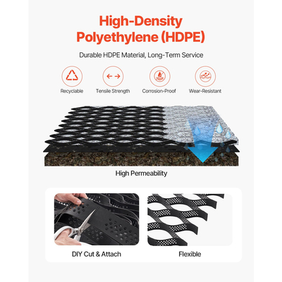 Πλέγμα γείωσης VEVOR, βαθύ πλέγμα γεωκυψελών 3 ιντσών, 17,06x8,86FT / 5200x2700mm για χαλίκι