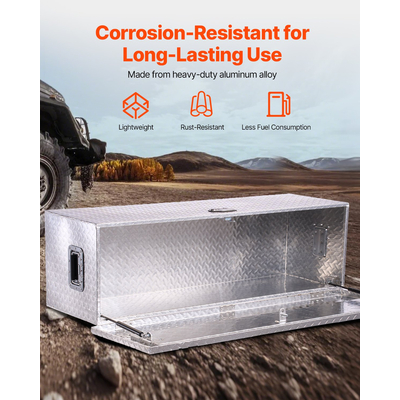 VEVOR 49"x15"x15" βαρέως τύπου κουτί εργαλείων αλουμινίου για φορτηγό Pickup RV ασημί