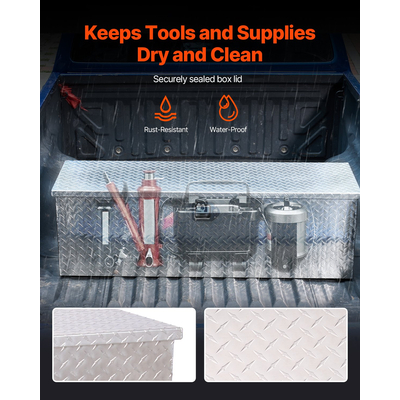 VEVOR 49"x15"x15" βαρέως τύπου κουτί εργαλείων αλουμινίου για φορτηγό Pickup RV ασημί