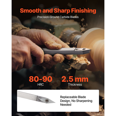 VEVOR 6PCS Σετ σμιλών τόρνου ξύλου HSS Εργαλεία τόρνου Κουτί αποθήκευσης Τόρνος τελικής επεξεργασίας