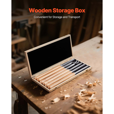 VEVOR 6PCS Σετ σμιλών τόρνου ξύλου HSS Εργαλεία τόρνου Κουτί αποθήκευσης Τόρνος τελικής επεξεργασίας