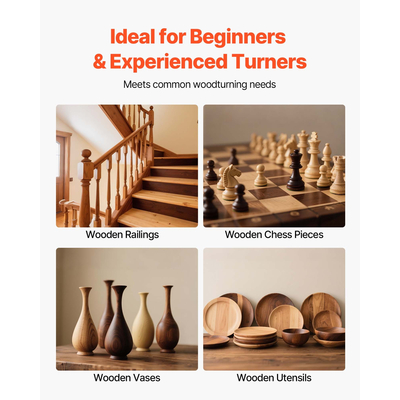 VEVOR 6PCS Σετ σμιλών τόρνου ξύλου HSS Εργαλεία τόρνου Κουτί αποθήκευσης Τόρνος τελικής επεξεργασίας