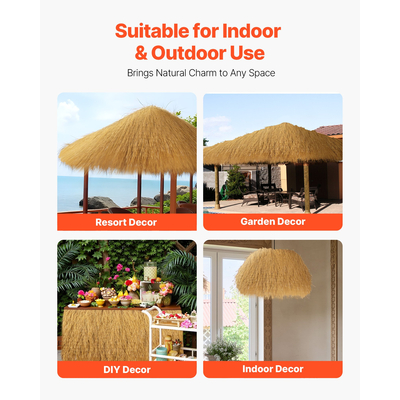 VEVOR Ρολό Στέγης από Thatch Grass 1,3 x 3,9 πόδια Tiki Hut για Φούστα Μπαρ, Διακόσμηση Στέγης για Πάρτι