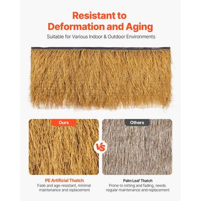VEVOR Ρολό Στέγης από Thatch Grass 1,6 x 19,7 πόδια Tiki Hut Φούστα Μπαρ για Διακόσμηση Πάρτι Στέγης