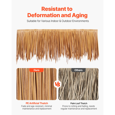 VEVOR 1,3x3,2 πόδια Τεχνητή Στέγη από Αχυρώνα, Μεξικάνικη Καλύβα Τίκι, Στέγη με Φούστα από Χόρτο