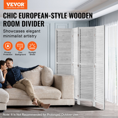 Διαχωριστικό Δωματίου VEVOR Ξύλινο, Διαχωριστικό 4 Πάνελ (Ανοιχτό Γκρι)