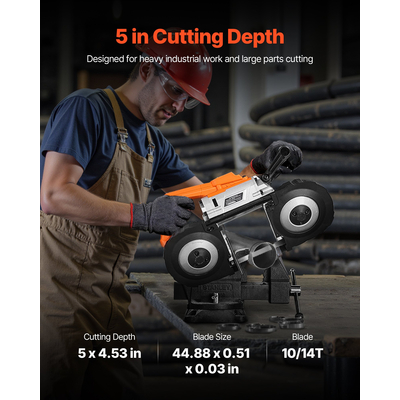 Φορητό ασύρματο πριόνι ταινίας VEVOR 20V για βαθιές κοπές 5 ιντσών, μεταβλητή ταχύτητα (γυμνό εργαλείο)