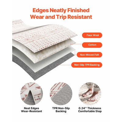 Χαλί μεγάλης επιφάνειας VEVOR 6x9 πόδια αντιολισθητικό και ανθεκτικό σε σχίσιμο πατάκι δαπέδου μοντέρνο μπεζ