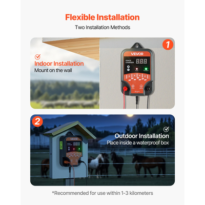 Φορτιστής Ηλεκτρικού Φράχτη VEVOR 10kV 3J AC DC Ενεργοποιητής Ηλεκτρικού Φράχτη 1,86 μίλια