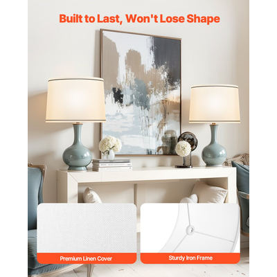 VEVOR Σετ 2 Αμπαζούρ με Άρπα, 11 x 13 x 10 ίντσες, Μεσαίο (Λευκό)