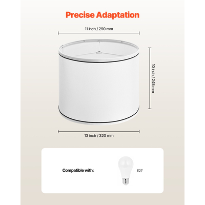 VEVOR Σετ 2 Αμπαζούρ με Άρπα, 11 x 13 x 10 ίντσες, Μεσαίο (Λευκό)