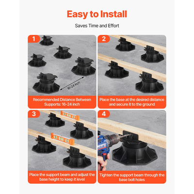 VEVOR 12 τεμάχια Ρυθμιζόμενη βάση στήριξης καταστρώματος με βάση στήριξης 2,36-5,31 ίντσες