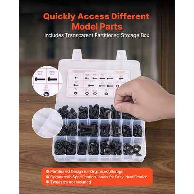 VEVOR 280 τεμάχια Σετ Βιδών, Παξιμαδιών και Συλλογή από Μετρικό Κράμα Χάλυβα M6 M8 M10