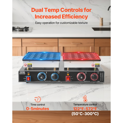 VEVOR 50 τεμάχια μίνι ολλανδική μηχανή για τηγανίτες, επαγγελματική, αντικολλητική, αρτοποιός Dorayaki, 1800W