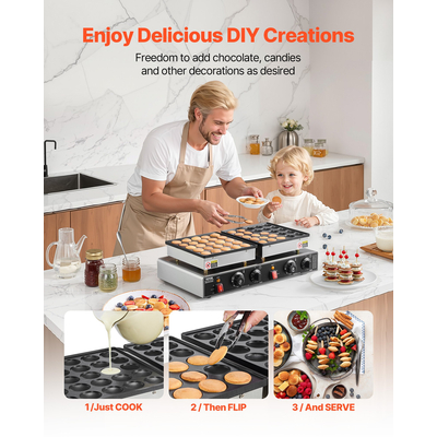 VEVOR 50 τεμάχια μίνι ολλανδική μηχανή για τηγανίτες, επαγγελματική, αντικολλητική, αρτοποιός Dorayaki, 1800W