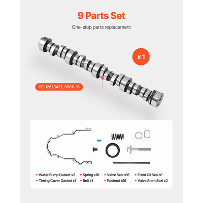 Κιτ εκκεντροφόρου VEVOR LS με φλάντζα χρονισμού, ράβδοι ώθησης 1999-2013 GM Gen3/4 Norris