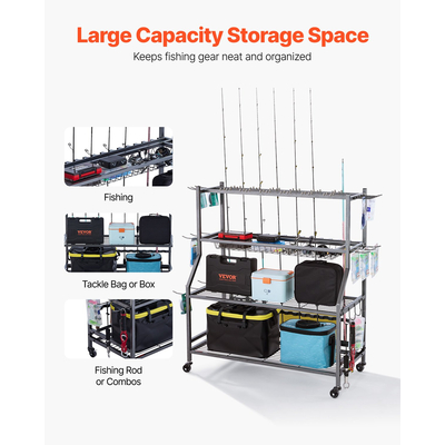 Βάση καλαμιού ψαρέματος VEVOR 15, οργανωτής καροτσιού ψαρέματος για τροχούς γκαράζ