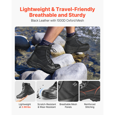 Ανδρικές στρατιωτικές τακτικές μπότες VEVOR 152,4 mm ελαφριές, αναπνεύσιμες, Ηνωμένο Βασίλειο, μέγεθος 9,5