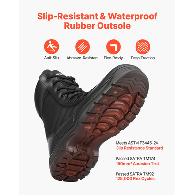 Ανδρικές στρατιωτικές τακτικές μπότες VEVOR 203 mm, αναπνεύσιμο πλαϊνό φερμουάρ, μέγεθος Ηνωμένου Βασιλείου 8.5