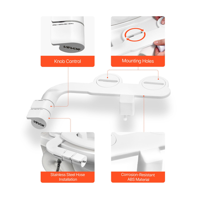 Εξάρτημα μπιντέ VEVOR για τουαλέτα αυτοκαθαριζόμενο με διπλά ακροφύσια ρυθμιζόμενης πίεσης