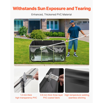 Λίμνη VEVOR από καμβά, υπέργεια δεξαμενή Koi 270 γαλονιών με ευδιάκριτο πάνελ θέασης