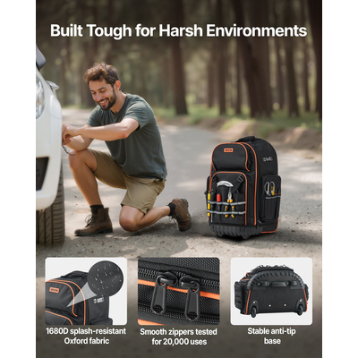 Σακίδιο πλάτης VEVOR Rolling Tool 72 τσέπες, βαρέως τύπου, με ρόδες