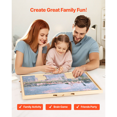VEVOR Φορητό Ξύλινο Παζλ 1000 Τεμαχίων με Κάλυμμα Συρταριού 74x53εκ.