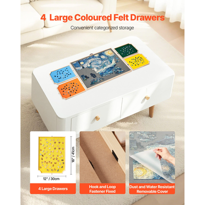 VEVOR Φορητό Ξύλινο Παζλ 1500 Τεμαχίων με Κάλυμμα Συρταριού 86x63εκ.