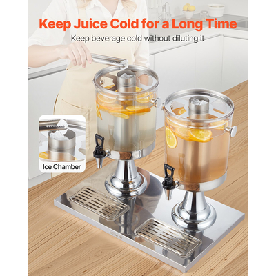 Διανομέας Ποτών VEVOR 8L x 2 Διανομέας Ποτών για Πάρτι με Δίσκο Σούπας