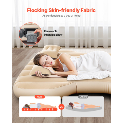 Car Air Mattress Inflatable Car Camping Travel Bed Sleeping Pad Built in Pump | VEVOR US