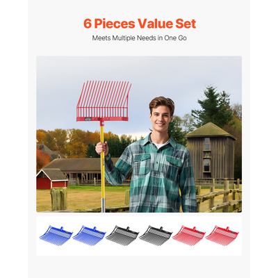 6Pcs Manure Fork Replacement Head 18 Tine Horse Stable Stall Mulch Fork Heads | VEVOR US