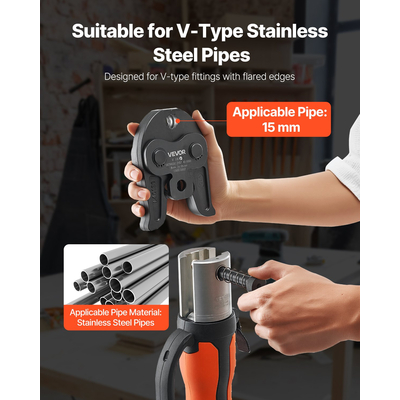 VEVOR V15 Σιαγόνα Πίεσης 15mm Σιαγόνα Πίεσης Κατάλληλη για Σωλήνες από Ανοξείδωτο Χάλυβα Τύπου V
