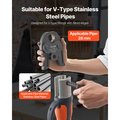 VEVOR V28 Σιαγόνα Πίεσης 28mm Σιαγόνα Πίεσης Κατάλληλη για Σωλήνες από Ανοξείδωτο Χάλυβα Τύπου V