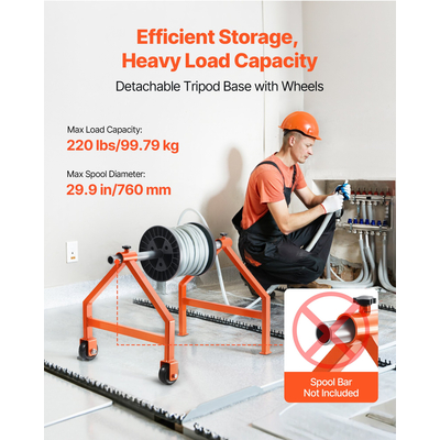 Βάση καρουλιών συρμάτων VEVOR για καρούλια διαμέτρου έως 29,9 ίντσες, με ρόδες