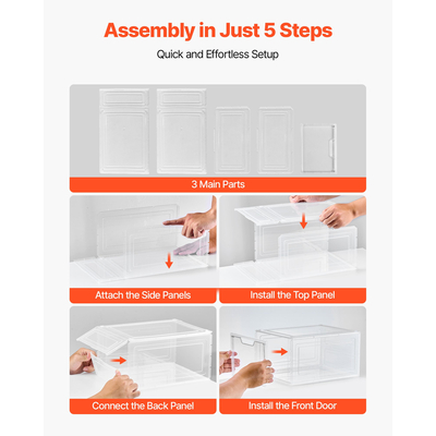 Κουτιά αποθήκευσης παπουτσιών VEVOR 12 τεμάχια στοιβαζόμενα κουτιά παπουτσιών US μέγεθος 13 διαφανή λευκά