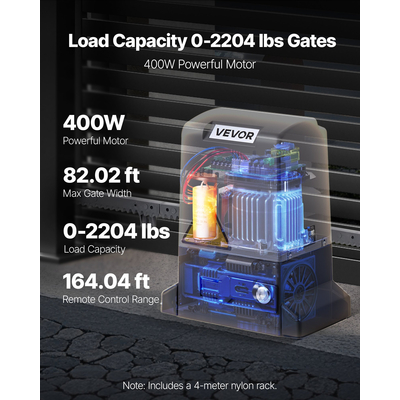 VEVOR Ηλεκτρικό Ανοιχτήρι Συρόμενης Πόρτας 400W με Αισθητήρα Υπερύθρων και Gear Track 2204lbs