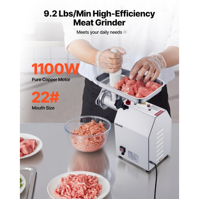 VEVOR Επαγγελματική Ηλεκτρική Μηχανή Κρεατομηχανής 9,2 λίβρες/λεπτό Μηχανή Γεμίσματος Λουκάνικου για Κουζίνα