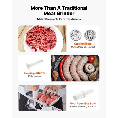 VEVOR Επαγγελματική Ηλεκτρική Μηχανή Κρεατομηχανής 9,2 λίβρες/λεπτό Μηχανή Γεμίσματος Λουκάνικου για Κουζίνα