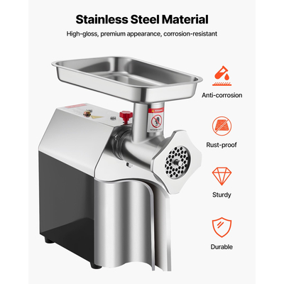 VEVOR Επαγγελματική Ηλεκτρική Μηχανή Κρεατομηχανής 9,2 λίβρες/λεπτό Μηχανή Γεμίσματος Λουκάνικου για Κουζίνα