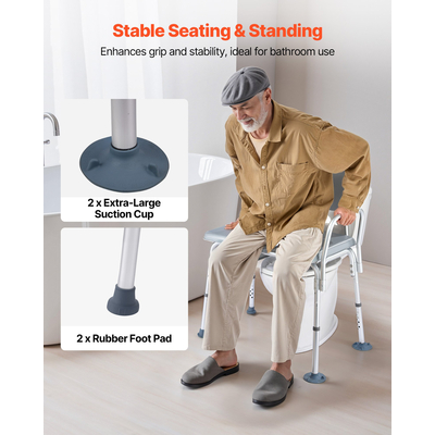 Πολυθρόνα Κομοδίνου VEVOR 4 σε 1 με Υπερυψωμένο Κάθισμα Τουαλέτας, Ρυθμιζόμενο Ύψος 250 κιλών