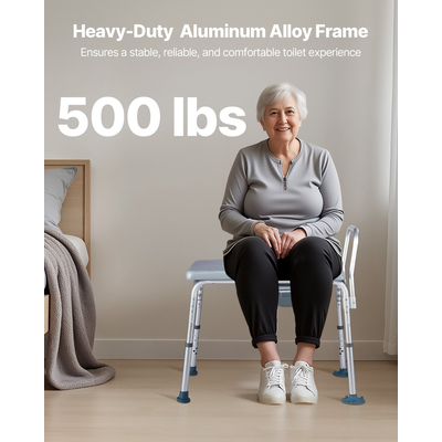 Πολυθρόνα Κομοδίνου VEVOR 4 σε 1 με Υπερυψωμένο Κάθισμα Τουαλέτας, Ρυθμιζόμενο Ύψος 250 κιλών