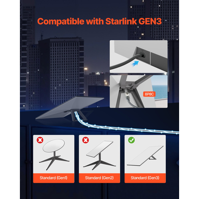 Καλώδιο VEVOR Starlink Gen 3 100 FT Καλώδιο επέκτασης Standard Generation 3 1200 Mps